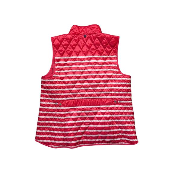 TALBOTS puffer Vest, size XL, Red/Coral & white stripe, classic styling - Picture 2 of 7